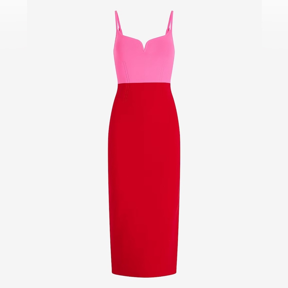 Body Contour Color Block V-Wire Sleeveless Midi Sweater Dress